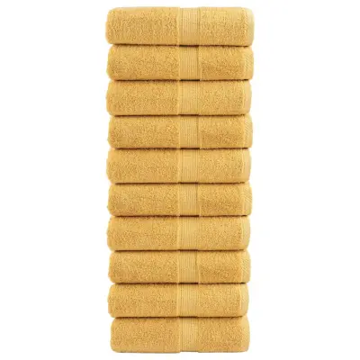 vidaXL Premium brisače za goste SOLUND 10 kosov zlate barve 30x50 cm 600 g/m²