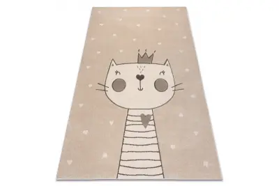 Preproga KIDDO 6106, krem mačka, krona za otroke, senzorična 160x220 cm
