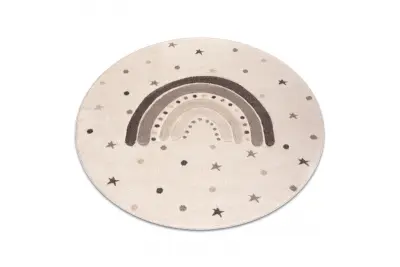 Preproga KIDDO 5151 krog krem / bež, mavrica, zvezde za otroke, senzorična cercle 120 cm