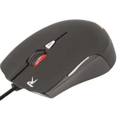 Gamdias, Optična gaming miška za PC s 6 gumbi, 2500 DPI, vgrajen pomnilnik, USB, Črna