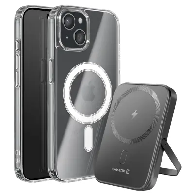 Paket MagSafe iPhone 15 Plus z dvomaterialnim ohišjem in powerbankom 5000 mAh