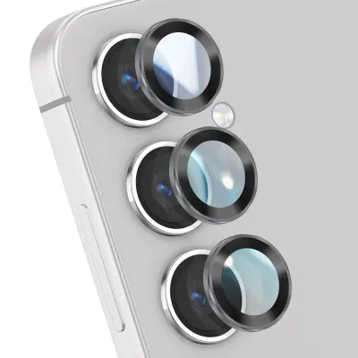 Kaljeno steklo za kamero Samsung Galaxy S25 Plus proti bleščanju, aluminijast okvir