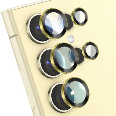 Kaljeno steklo za kamero Galaxy S24 Ultra, odporno na praske, aluminijast okvir