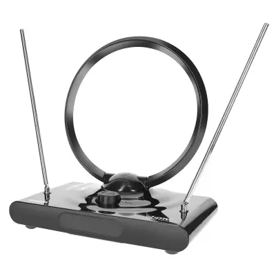MAXEXCELL, Okrogla digitalna HDTV TV antena 38 dBi Ultra močan sprejem TNT / DVB-T, Črna