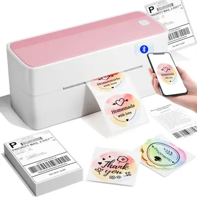 Bluetooth termični tiskalnik 203 dpi 150mm/s 108mm USB+BT Labelife White+Pink