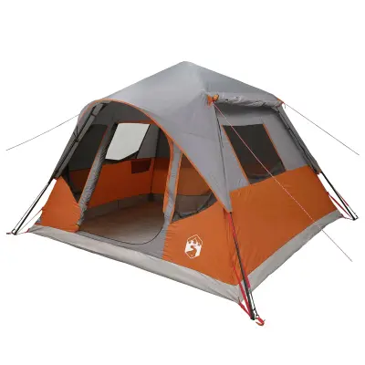 vidaXL Takojšnji šotor s streho Siva in oranžna 305 x 275 x 190 cm