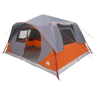 vidaXL Takojšnji šotor s streho Siva in oranžna 365 x 280 x 200 cm