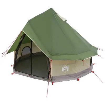 vidaXL Tipi šotor s streho Zelena 250 x 250 cm Poliester in jeklo