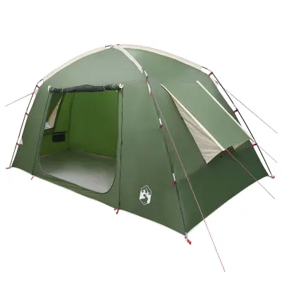 vidaXL Kabinski šotor s streho Zelena 300 x 210 x 156 cm Poliester