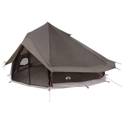vidaXL Tipi šotor Rjava siva 700 x 700 x 395 cm Poliester in jeklo