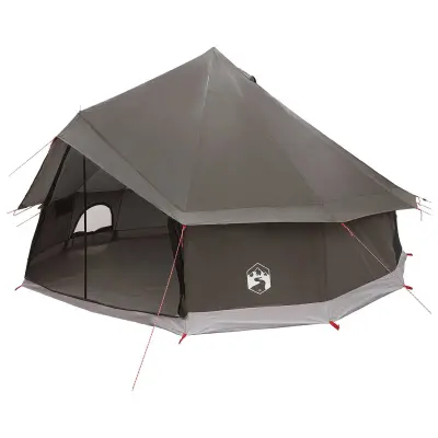 vidaXL Tipi šotor Rjava siva 400 x 400 x 250 cm Poliester in jeklo