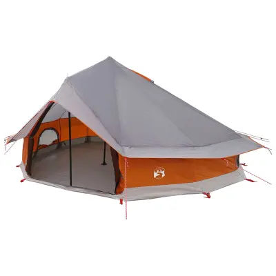 vidaXL Tipi šotor s streho Siva in oranžna 800 x 800 x 430 cm