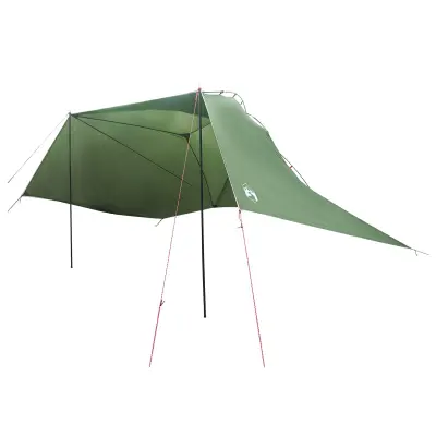 vidaXL Avto šotor s streho Zelena 350 x 250 cm Poliester in jeklo