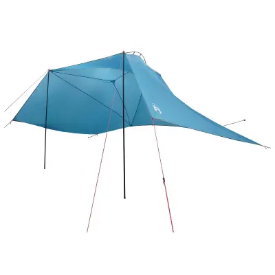 vidaXL Avto šotor s streho Modra 350 x 250 cm Poliester in jeklo