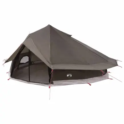 vidaXL Tipi šotor Rjava siva 800 x 800 x 430 cm Poliester in jeklo