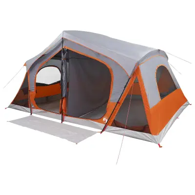 vidaXL Kabinski šotor s streho Siva in oranžna 480 x 273 x 205 cm