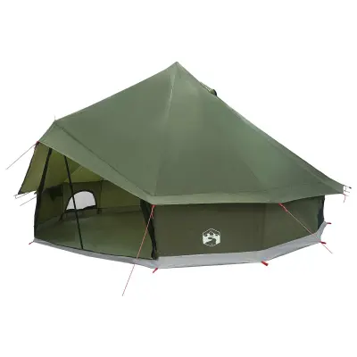 vidaXL Tipi šotor Olivno zelena 500 x 500 x 300 cm Poliester in jeklo