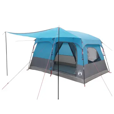 vidaXL Družinski šotor s streho Modra 320 x 210 x 180 cm Poliester