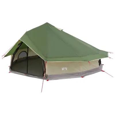 vidaXL Tipi šotor Zelena 800 x 800 x 430 cm Poliester in jeklo