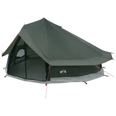vidaXL Tipi šotor Vojaška zelena 800 x 800 x 430 cm Poliester in jeklo