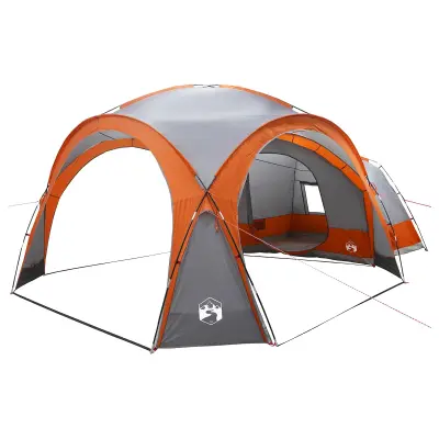vidaXL Stranska šotor s streho Siva in oranžna 410 x 410 x 250 cm