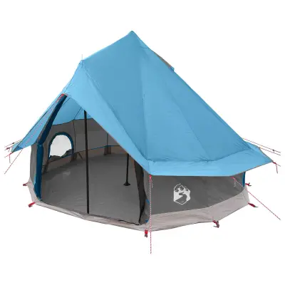 vidaXL Tipi šotor s streho Modra 250 x 250 cm Poliester in jeklo