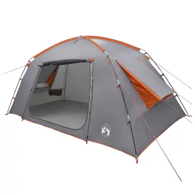 vidaXL Kabinski šotor Siva in oranžna 400 x 210 x 180 cm Poliester
