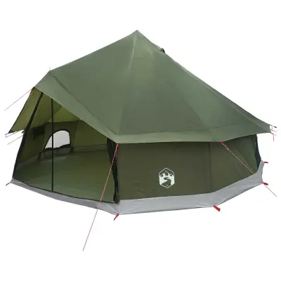 vidaXL Tipi šotor Olivno zelena 400 x 400 x 250 cm Poliester in jeklo