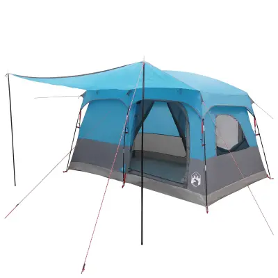 vidaXL Družinski šotor s streho Modra 380 x 260 x 190 cm Poliester