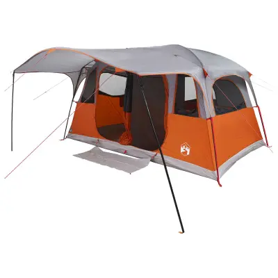vidaXL Tunelski šotor s streho Siva in oranžna 427 x 305 x 205 cm