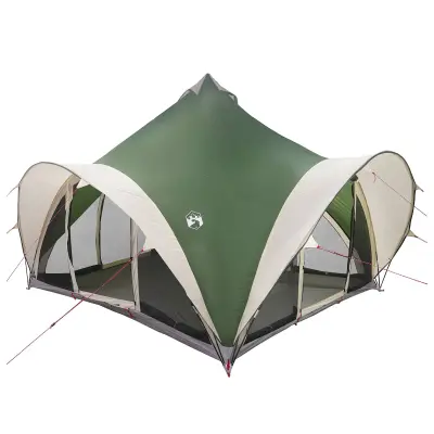 vidaXL Tipi šotor s streho Zelena 6 oseb Poliester in jeklo