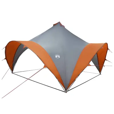 vidaXL Zabavni šotor s streho Siva in oranžna 400 x 400 x 320 cm