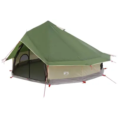 vidaXL Tipi šotor Zelena 700 x 700 x 395 cm Poliester in jeklo