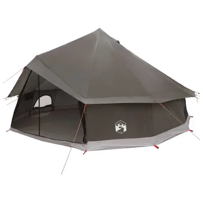 vidaXL Tipi šotor Rjava siva 600 x 600 x 350 cm Poliester in jeklo