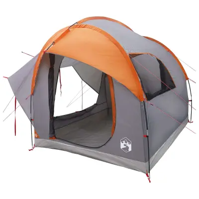 vidaXL Avto šotor s streho Siva in oranžna 239 x 210 x 210 cm