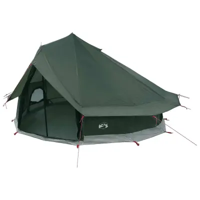 vidaXL Tipi šotor Vojaška zelena 700 x 700 x 395 cm Poliester in jeklo