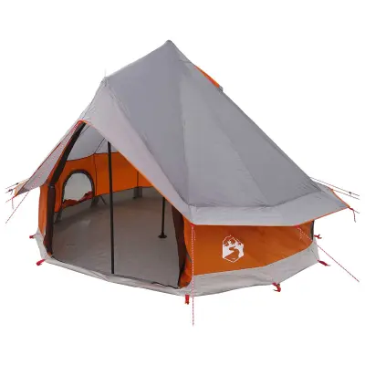 vidaXL Tipi šotor Siva in oranžna 250 x 250 cm Poliester in jeklo