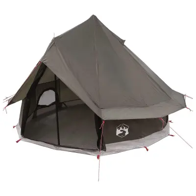 vidaXL Tipi šotor s streho Rjava siva 250 x 250 cm Poliester in jeklo