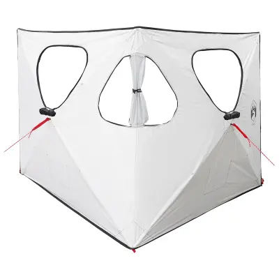 vidaXL Lovski šotor s streho Bela zatemnitev 145 x 145 x 150 cm
