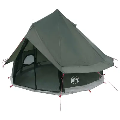vidaXL Tipi šotor Vojaška zelena 250 x 250 cm Poliester in jeklo