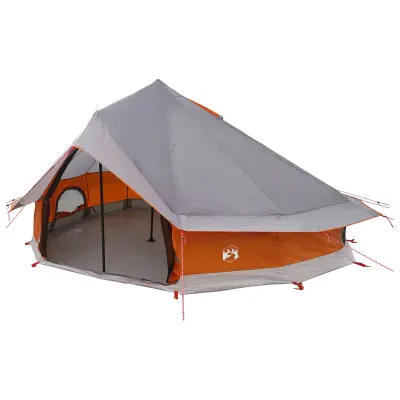 vidaXL Tipi šotor s streho Siva in oranžna 700 x 700 x 395 cm