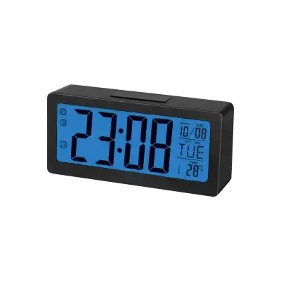 Max excell, LED digitalna budilka z velikim zaslonom za prikaz ure, datuma in temperature, Črna