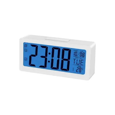 Max excell, LED digitalna budilka z velikim zaslonom za prikaz ure, datuma in temperature, Bela