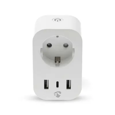 Vtičnica s povezavo Wi-Fi in priključki USB-A / USB-C Wattmeter 3680W Type E Francija
