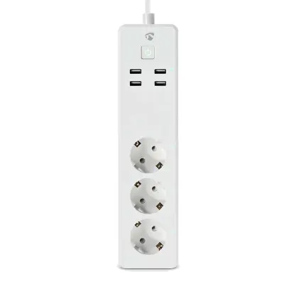SmartLife Wi-Fi povezljiv napajalni trak s 3 vtičnicami 16A 3680W z USB priključki 1,8 m