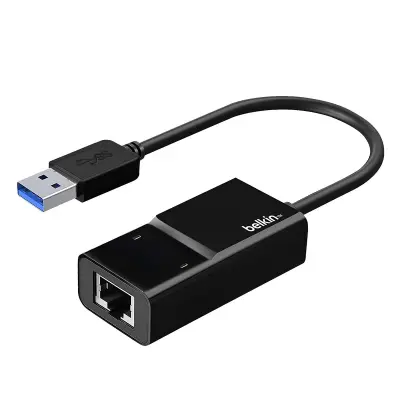 Belkin, Omrežni adapter USB-A 3.0 na RJ45 Ethernet 1000 Mbps, Črna