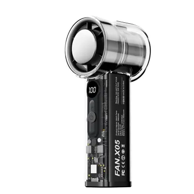 Prenosni ledeno hlajen ročni ventilator z 3000mAh in AI nadzorom Black