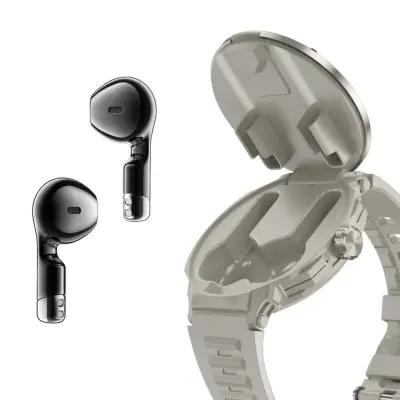 2-v-1 TWS pametna ura z ušesnimi slušalkami, Bluetooth 5.3, NFC Silver