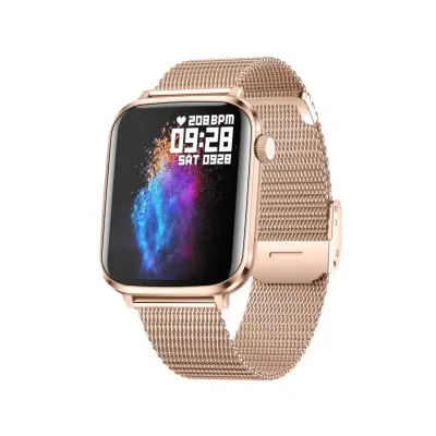 Pametna ura V82 kovinski pašček, 1.85 inch HD zaslon, Bluetooth klic Pink