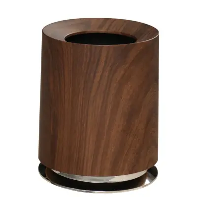 Luksuzni lesni videz smetnjak PET+ABS+PP z dvojno vedro Dark wood color